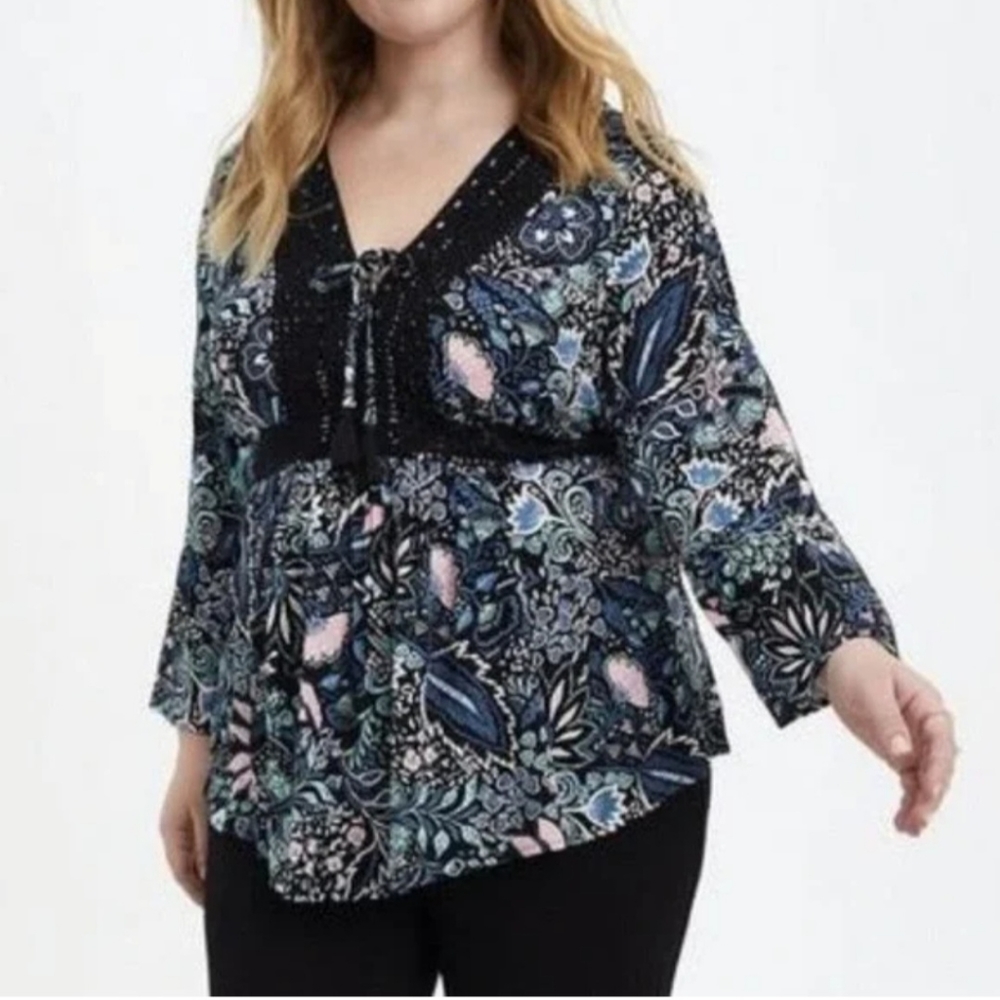 Torrid Floral Lace Babydoll Top